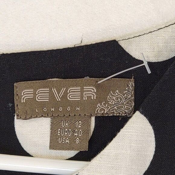 Modcoth Fever London Linen Sleeveless Midi Dress Womens 8 Polka Dot Black White - Picture 8 of 13